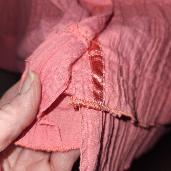 Christopher & Banks Pink Crinkle Textured Button-Up Blouse With 3/4 Sleeves S - Picture 4 of 7